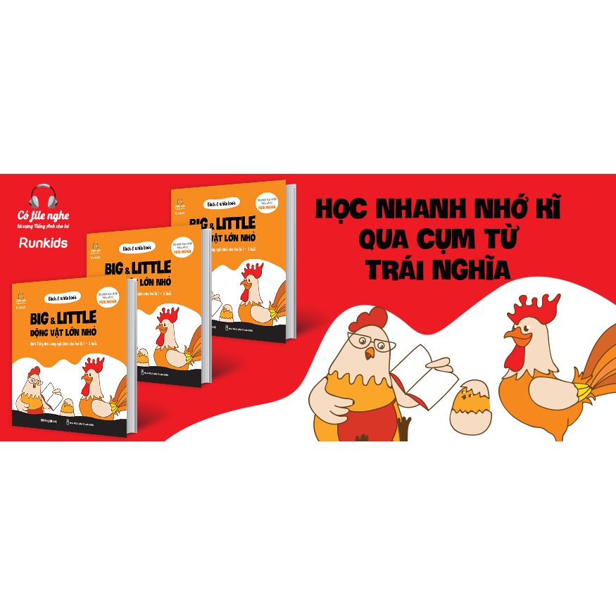 Sách Black &amp; White book - Big &amp; Little - Động vật lớn nhỏ (Sách Tiếng Anh song ngữ)