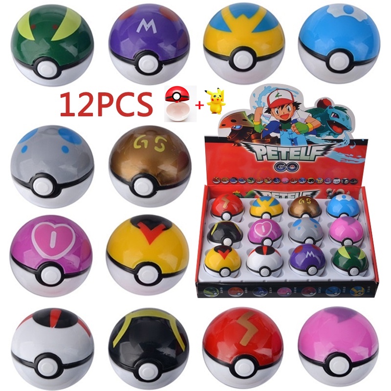 Set 12 mô hình đồ chơi quả cầu Pokemon vui nhộn cho bé