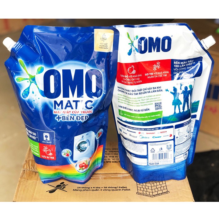 [Mẫu mới túi 2kg] Nước Giặt Omo Matic XANH Bền Màu