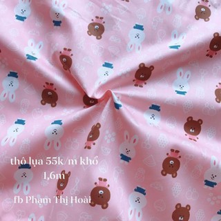 vải thô mặt lụa gấu thỏ nâu