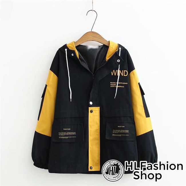 Áo khoác nam nữ kaki 2 lớp in chữ WIND, áo khoác jean HLFashion