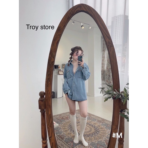 Gương toàn thân nghệ thuật màu gỗ óc chó nịnh dáng gương kích thước lớn A23