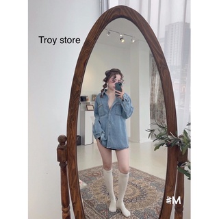 Gương toàn thân nghệ thuật màu gỗ óc chó nịnh dáng gương kích thước lớn A23