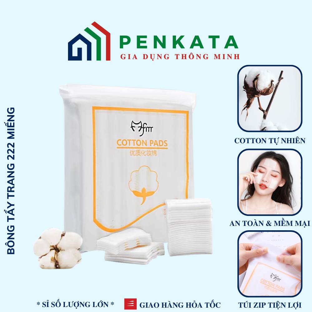 Bông tẩy trang 3 lớp Cotton Pads Túi 222 miếng PENKATA T.BTT