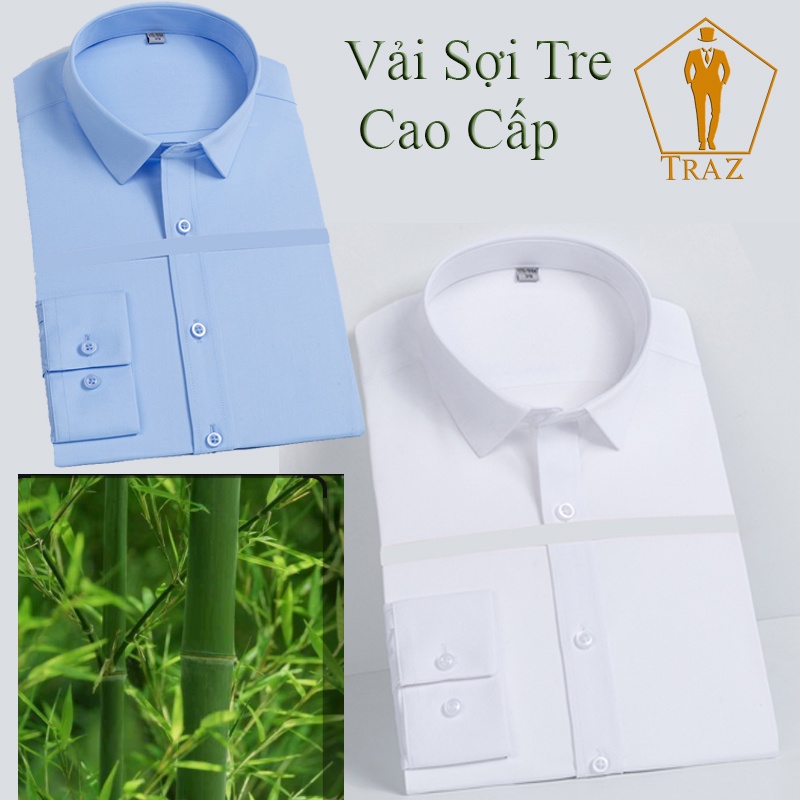 Aó Sơ Mi Trắng Nam Tay Dài, Ngắn Slim Fit Dáng Ôm Cao Cấp Hàn Quốc(Vải Công Nghệ Mới, Gỗ Sồi, Bambo)