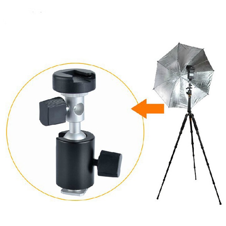 Gá gắn dù và đèn Flash có ball head điều chỉnh 360 độ