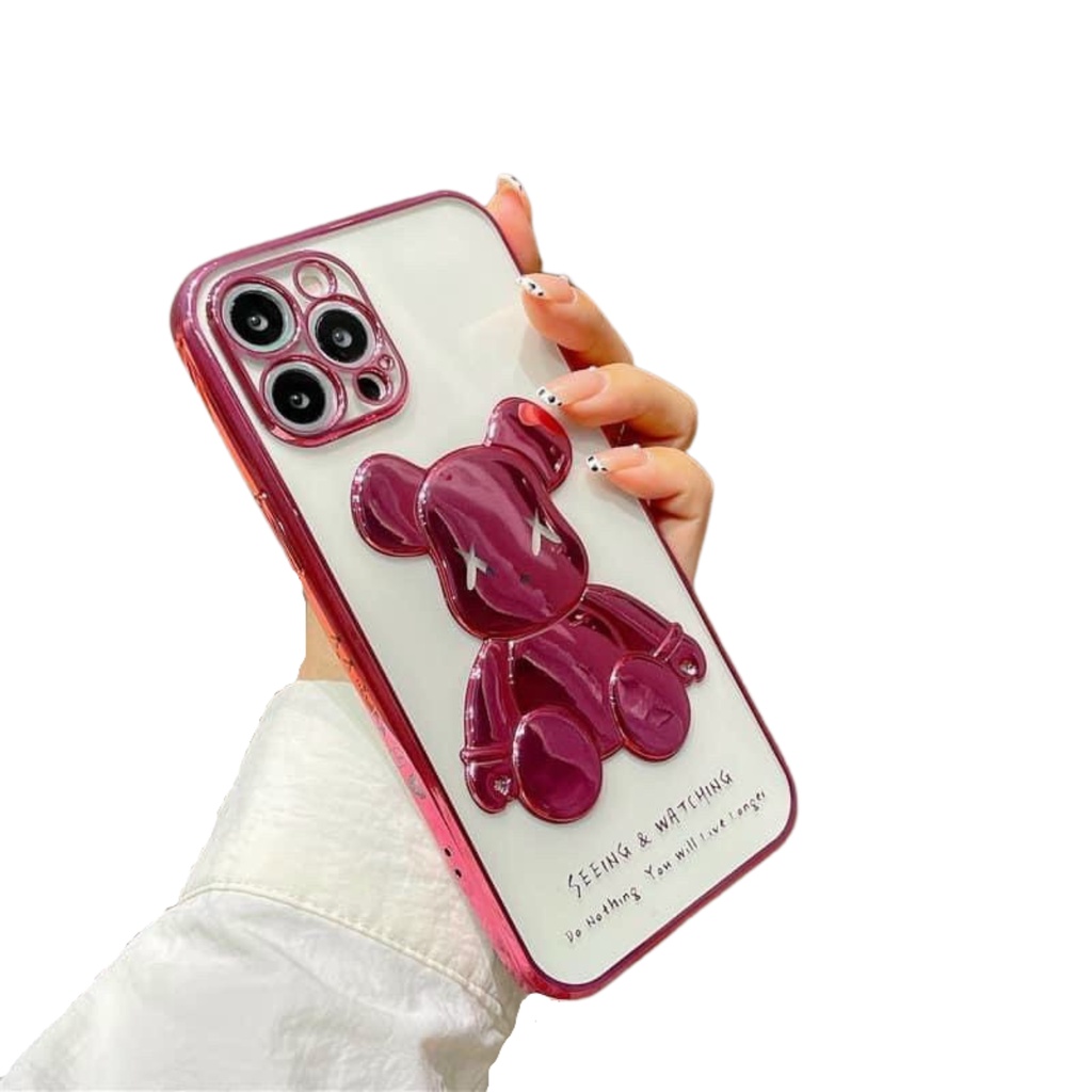 Ốp IP mạ viền dẻo hình gấu Bearbrick cho IP 7plus/8plus/X/Xs/Xs Max/11/11 Pro/11 Promax/12/12 Promax