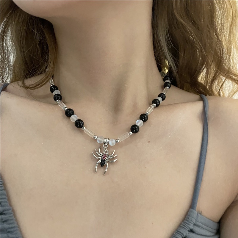Vòng cổ hình nhện đính đá thời trang đường phố cho nam và nữ