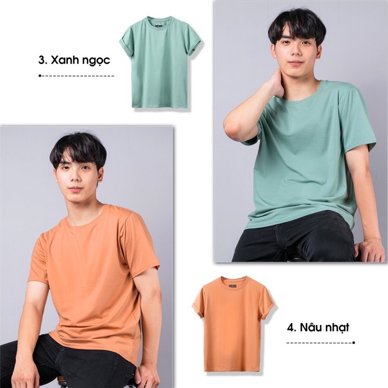 Áo thun Unisex Cotton Basic Tee phông trơn nam nữ tay lỡ oversize form rộng 7 màu | BigBuy360 - bigbuy360.vn