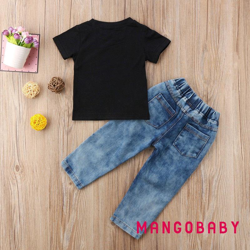 Set áo thun tay ngắn và quần jeans dài thời trang cho bé trai