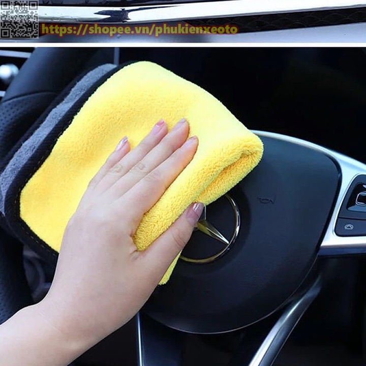 Khăn Lau Xe Ô Tô 2 Lớp Chuyên Dụng Sợi MicroFiber Siêu Sạch Siêu Thấm Hút