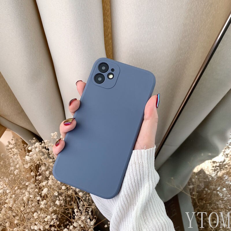 Ốp điện thoại silicon màu trơn đơn giản cho iPhone 13 12 11 pro max x xr se 2020 8 7 6s plus