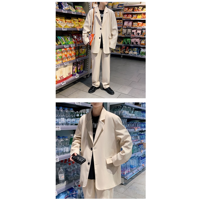 Áo khoác vest dáng rộng màu trơn phong cách Hàn Quốc thời trang thu đông cho nữ