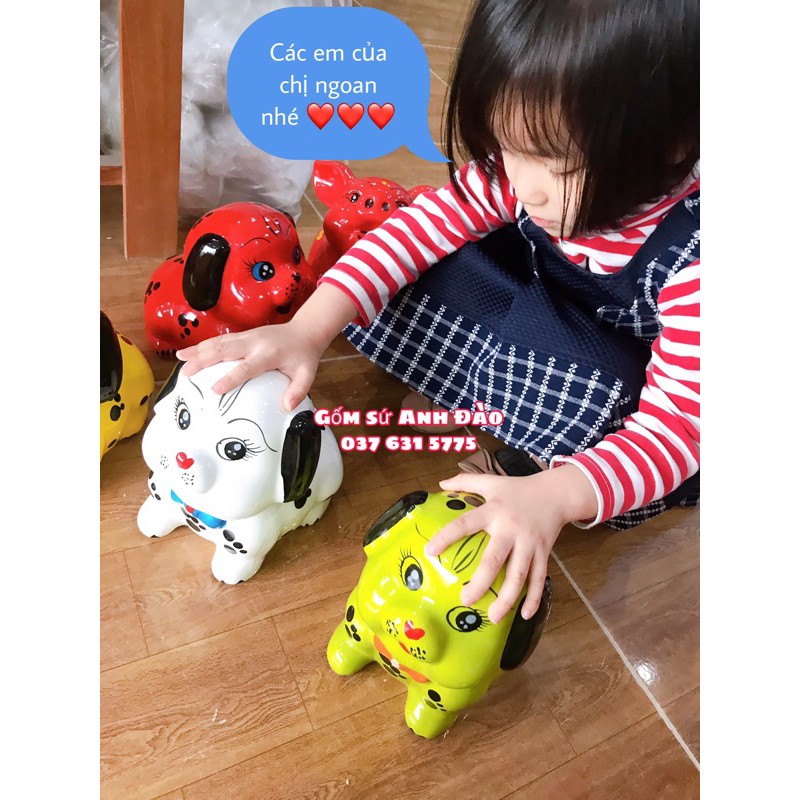 Chó sứ tiết kiệm, cún con tiết kiệm hàng đẹp siêu xinh size 17 x22 H21cm