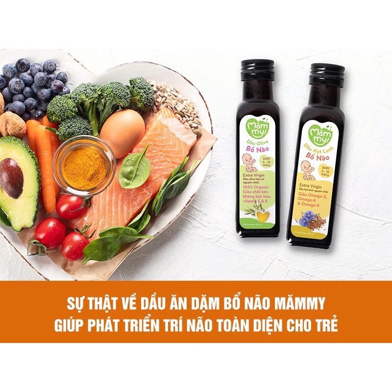 Dầu ăn dặm hạt lanh và cá hồi tốt cho não bộ của bé MĂMMY giàu Omega 3 cho bé từ 6 tháng tuổi