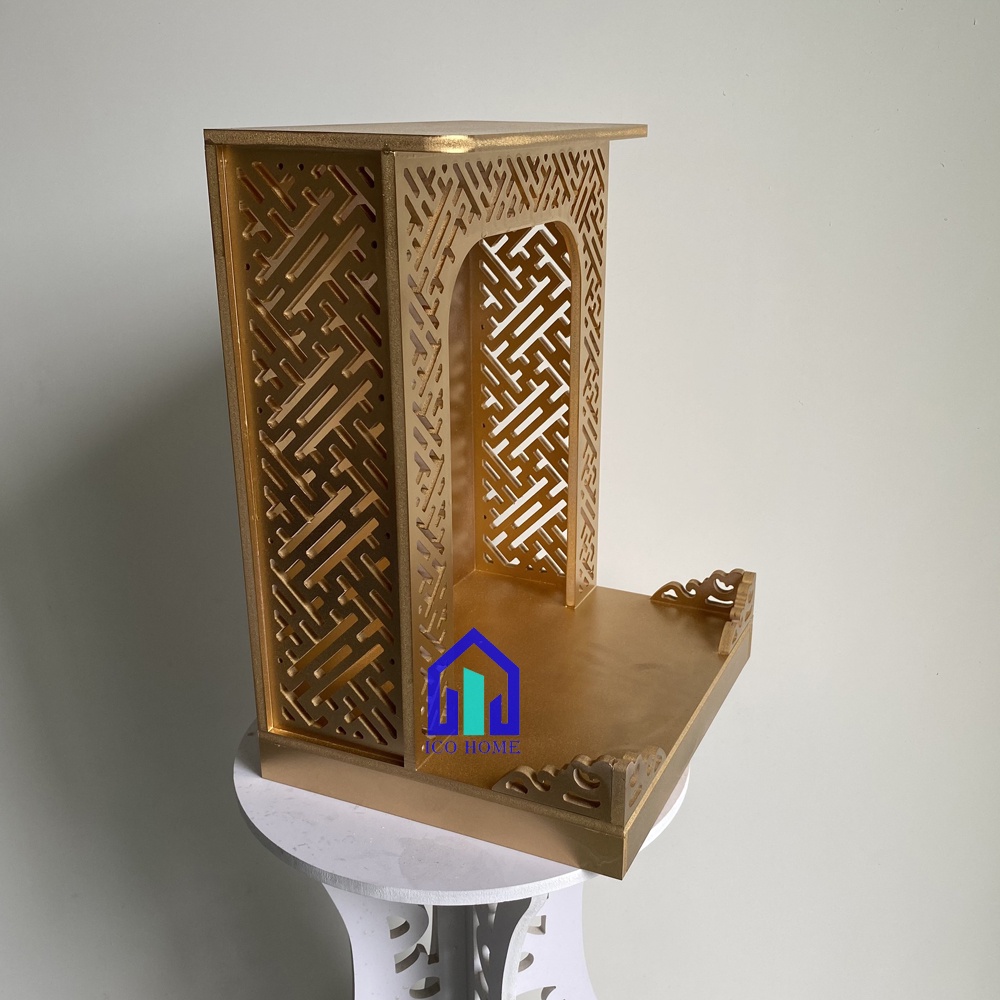 Bàn thờ ông địa thần tài màu vàng đẹp đón lộc vào nhà, ngang 30cm - ICO HOME