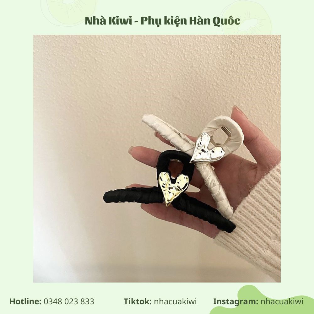 Kẹp tóc càng cua nhựa bọc vải đính hạt