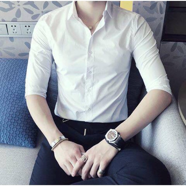 Áo Sơ Mi Trắng Dài Tay Hàng Cao Cấp Form Slimfit Body Chất Cotton Lụa Không Nhăn