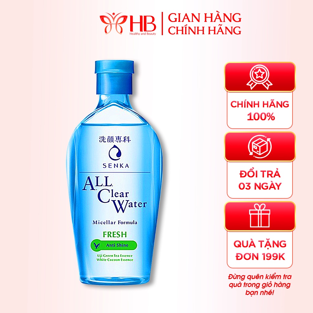 Nước Tẩy Trang Senka Micellar All Clear Water Dưỡng Trắng Mờ Thâm 230ml