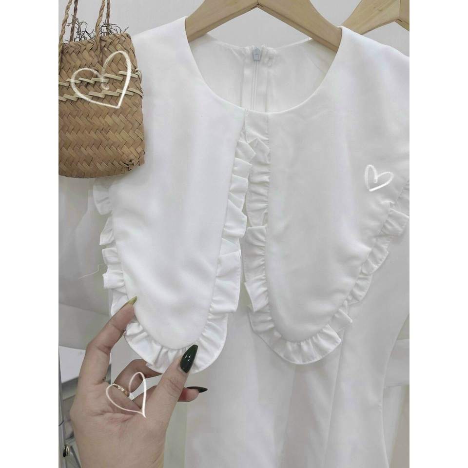 Đầm bèo lá cổ lớn tiểu thư vintage dáng xòe xinh xắn_bèo 3 màu