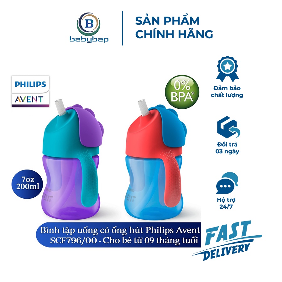 Bình Tập Uống Philips Avent Có Ống Hút Cho Bé 9 Tháng Tuổi 200ml
