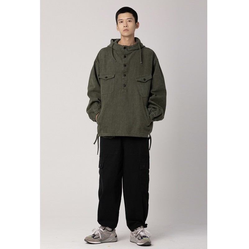 AMO | Áo hoodie kaki rêu chất mềm, form rộng, có ảnh feedback và chất cận vải