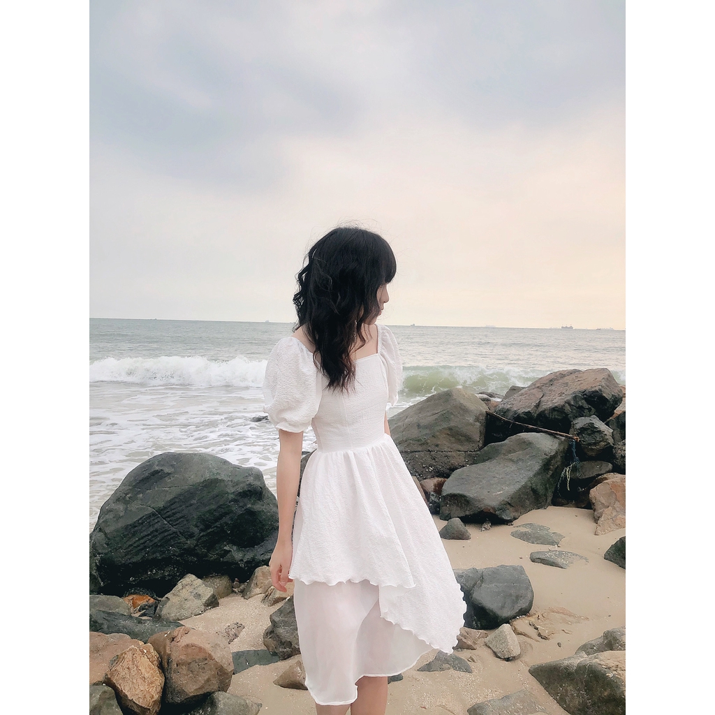 [Mã SKAMSALEP6 giảm 10% tối đa 100K đơn 150K] xavia dress_ đầm tay nhún xoè 2 tầng lượn sóng | BigBuy360 - bigbuy360.vn