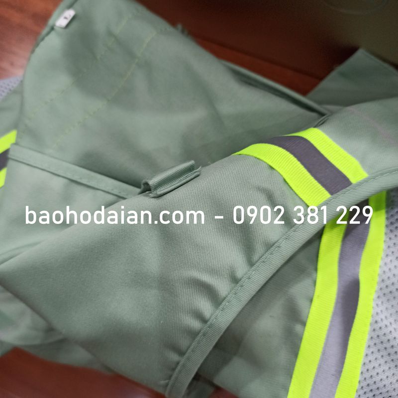 Áo phản quang ghi lê 8 túi hộp màu xanh ngọc - hình thật