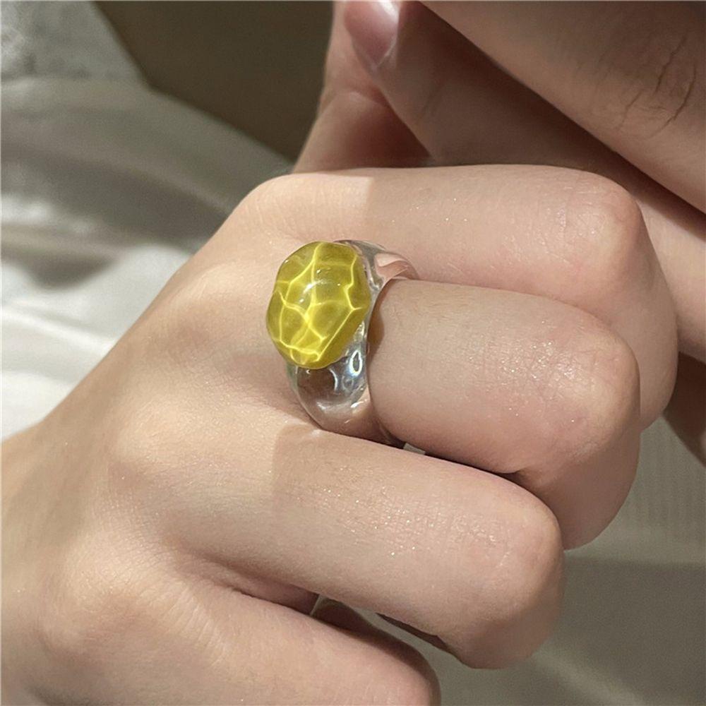 QQMALL Nhẫn Nhựa Màu Trơn Thời Trang Thanh Lịch Cho Nữ