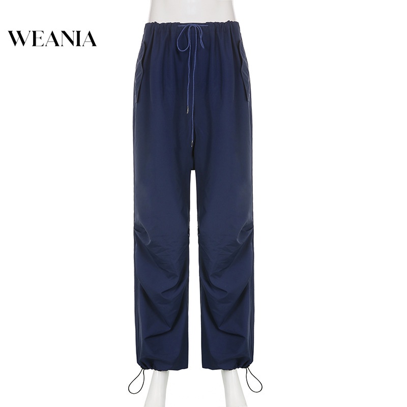 Quần Dài Dáng Rộng Lưng Cao Phối Dây Rút Thời Trang Cá Tính Cho Nữ