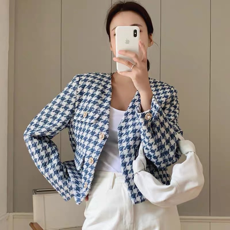 5 set Buộc tóc /áo khoác dạ tweed kẻ dành cho nữ hàng quảng châu