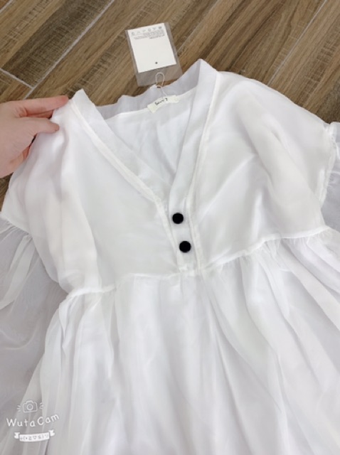 Áo baby doll voan trắng