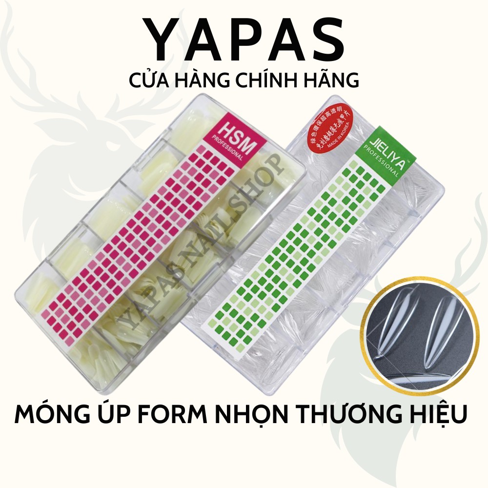 Móng úp HSM Jieliya phom nhọn hộp 500 móng giả chất liệu nhựa siêu dẻo form chuẩn Hàn