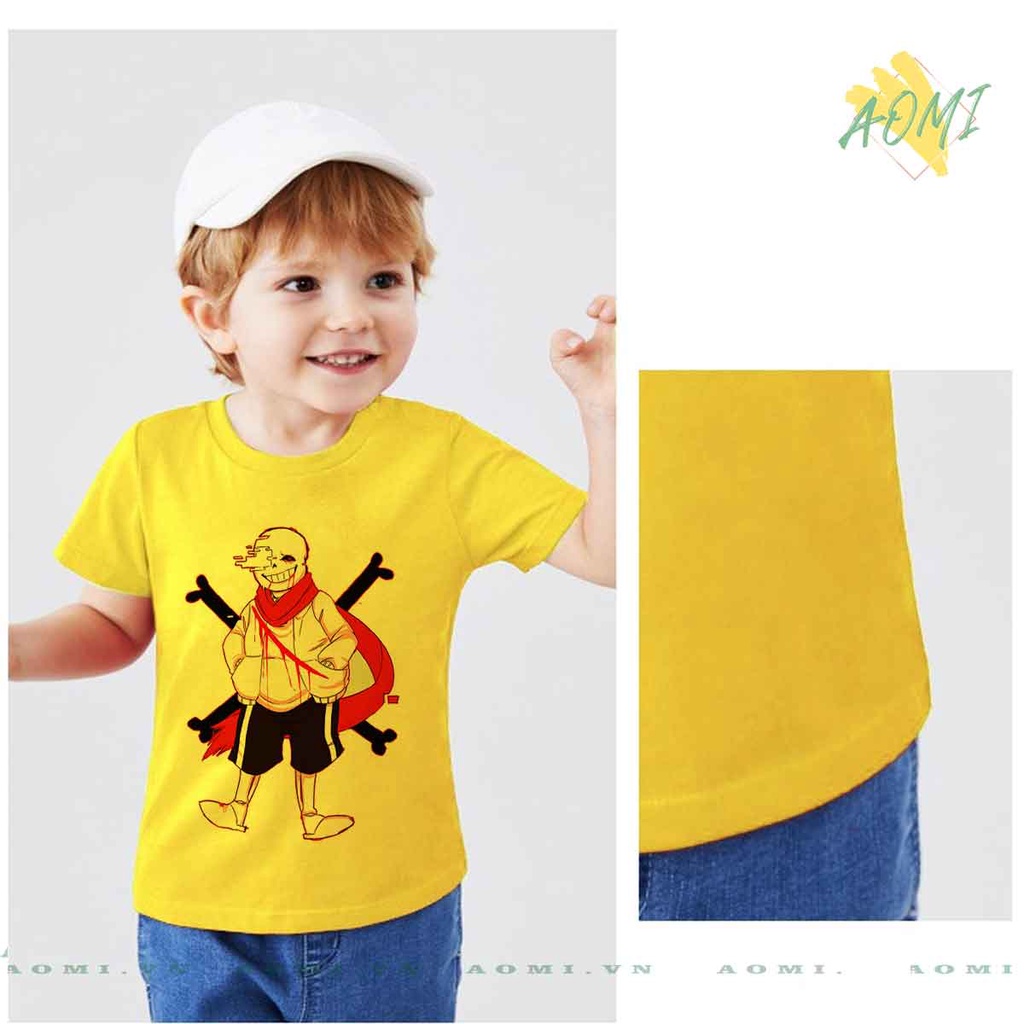 ÁO THUN Sans family UNISEX PHÔNG VÀNG TAY NGẮN NAM NỮ GIA ĐÌNH CẶP ĐÔI SIZE TRẺ EM BÉ TRAI GÁI AOMIVN