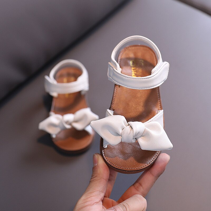 Giày Đế Mềm Chống Trượt Đính Nơ Phong Cách Hàn Quốc Cho Bé#39; s Cô Gái Công Chúa Hở Ngón Dép Đi Biển