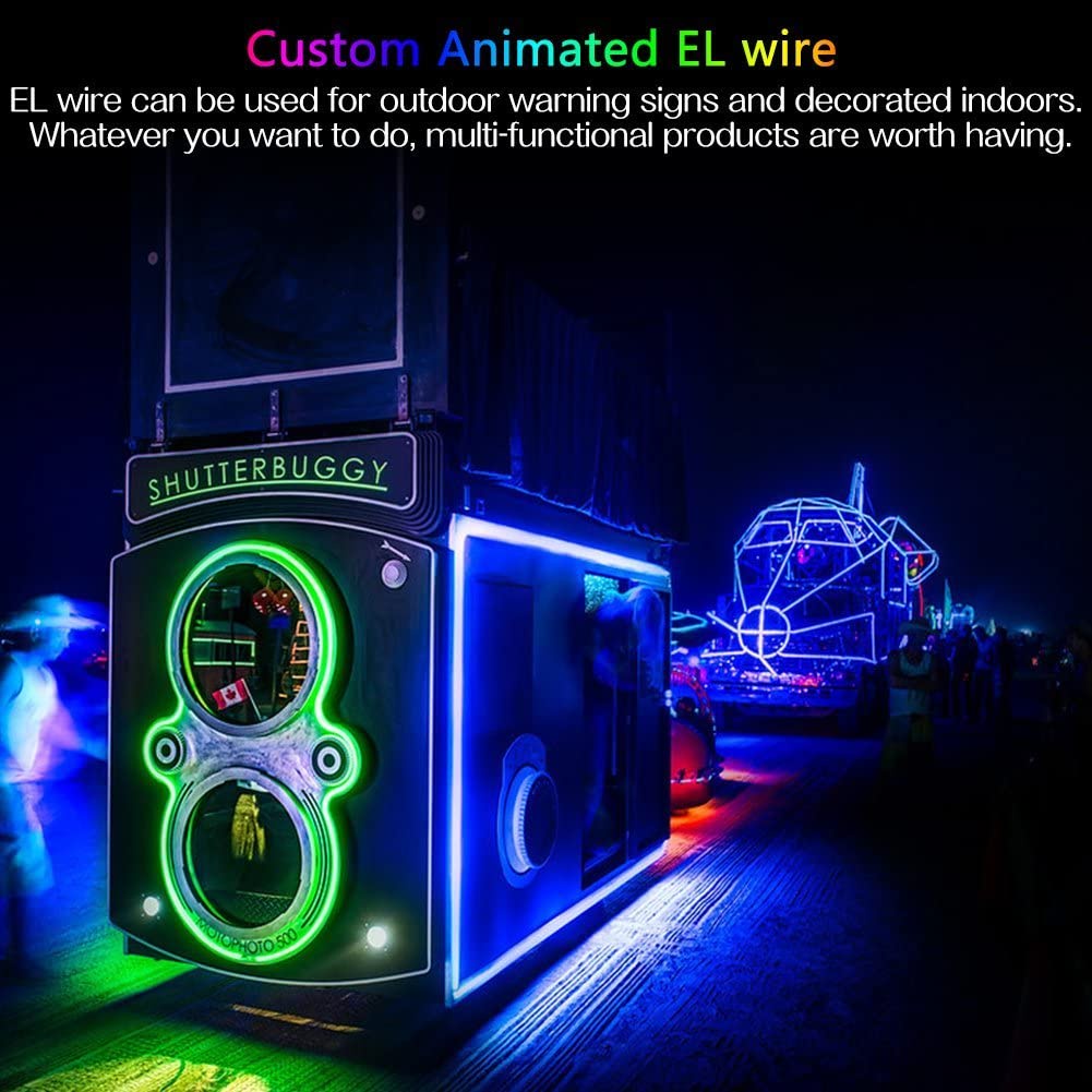 welpur  Dây đèn LED neon EL linh hoạt 3V dài 1M/3M/5M có bộ điều khiển đa năng cho ô tô
