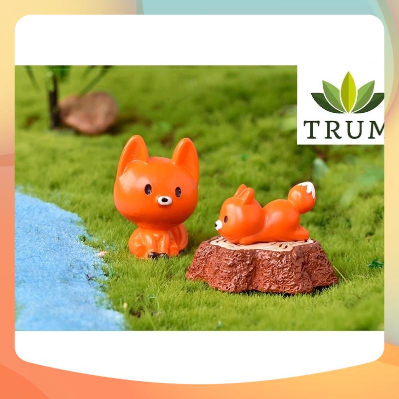 Bộ 3 Đôi Hồ Ly Và Gốc Cây phụ kiện tranh trí tiểu cảnh terrarium