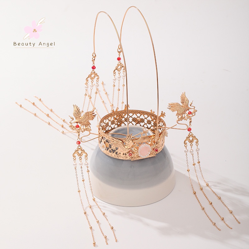 Trâm Cài Tóc Hình Chim Phượng Hoàng Phối Tua Rua Phong Cách Trung Hoa