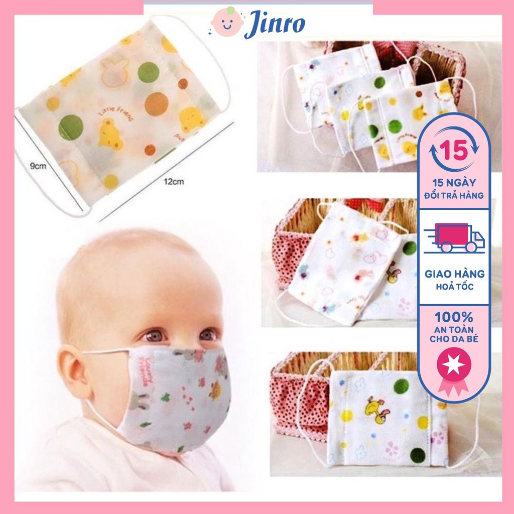 Khẩu trang vải xô Nhật khẩu trang xô cho bé kháng khuẩn chống bui giọt bắn thời trang mẹ và bé jinro