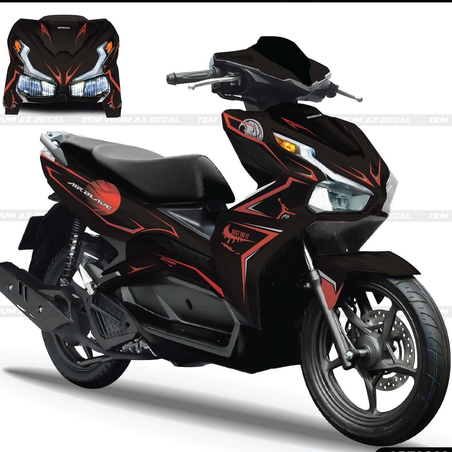 Tem Trùm Xe Airblade 2020-2021- 2022 -2023 Phong Cách Niike Decal Dán Xe AB Đẹp Đen Đỏ, Đen Xanh, Đen Vàng,Trắng Đỏ