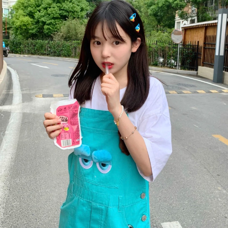 Quencen y&gt;m 21 Quần Yếm Ngắn Màu Trơn Phong Cách Học Sinh Thời Trang Mùa Hè Cho Nữ