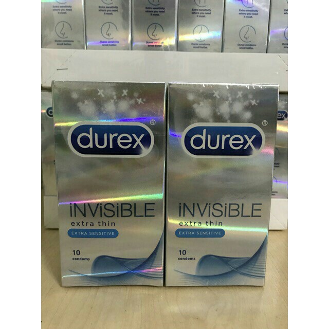 KÍN ĐÁO & CHE TÊN [COMBO 2] Bao cao su Durex Invisible - BCS siêu mỏng cảm giác thật + TẶNG 1 Gel durex Play (50 ml)