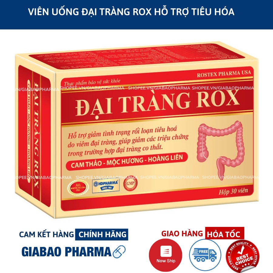 Viên uống Đại tràng Rox hỗ trợ giảm viêm đại tràng, giảm các triệu chứng đau đại tràng (Hộp 30v/60v)