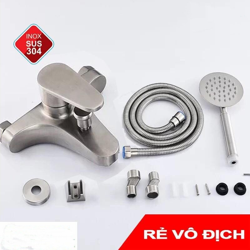 Bộ củ sen tắm nóng lạnh bồn tắm inox 304,vòi sen trong nhà tắm,tay sen và dây sen inox đầy đủ