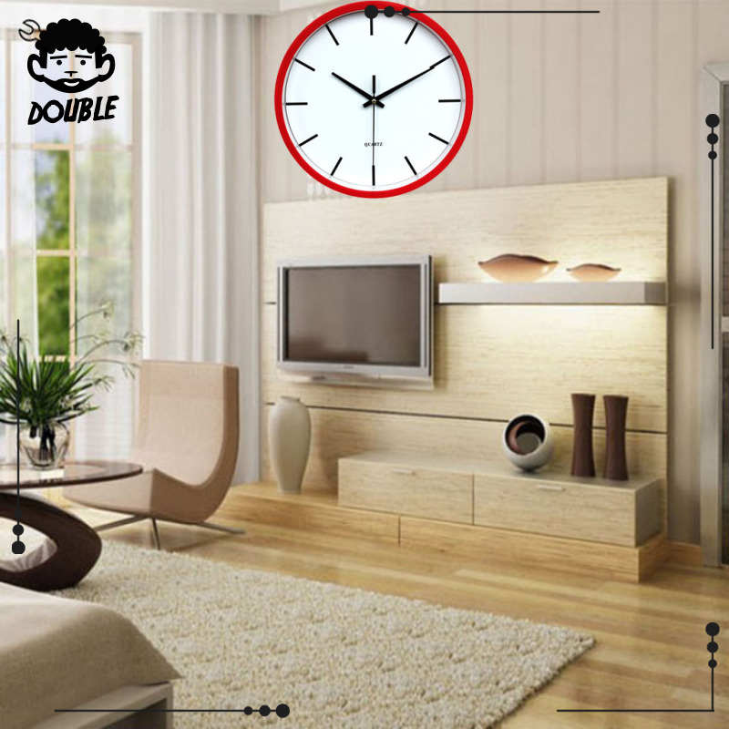 [DOUBLE]Modern Round Clock Wall Clock Time 12H Display Clock Quartz Clock Easy Read