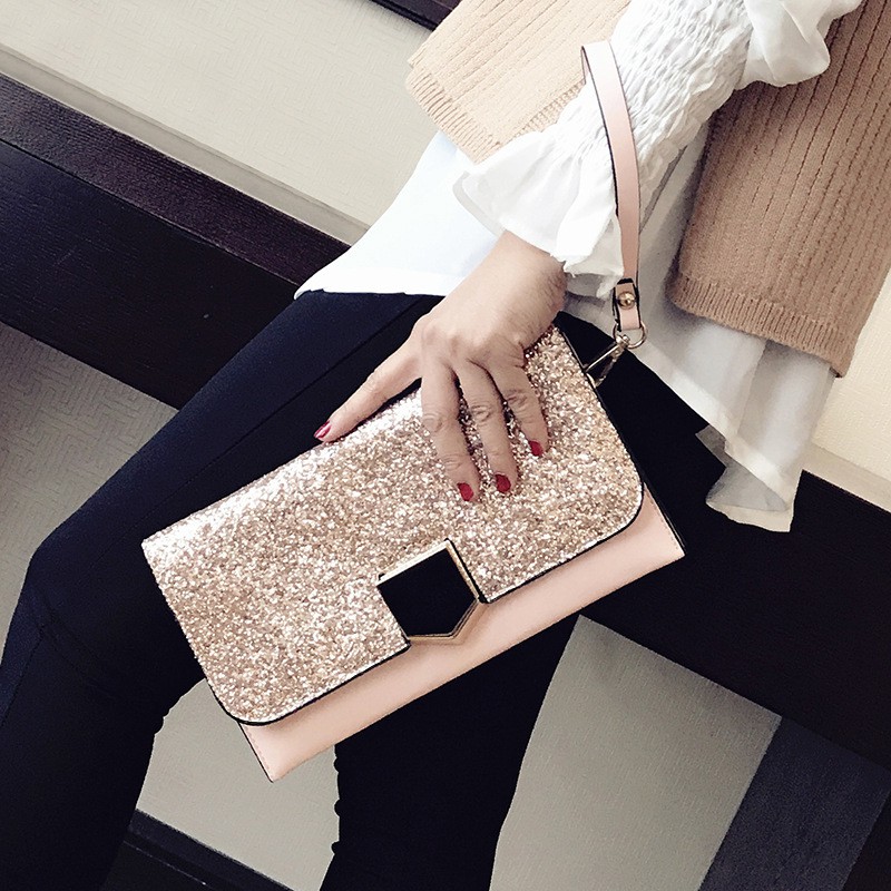 Túi Clutch Cầm Tay Nữ Kim Tuyến Óng Ánh Đẹp Kiểu Dáng Sang Trọng Thích Hợp Cho Đi Chơi Và Dự Tiệc