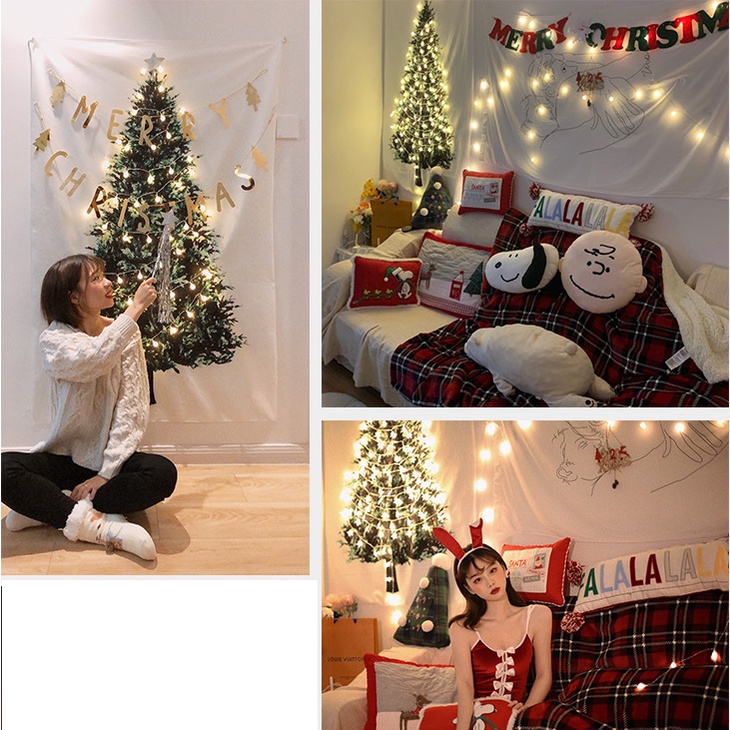 100*150CM Tấm vải treo tường trang trí giáng sinh hình cây thông đơn giản