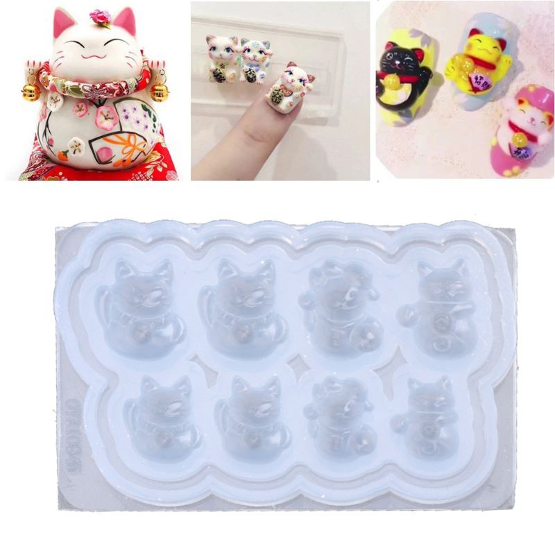 Khuôn Làm Hạt Trang Trí Móng Tay 8 Ngăn Bằng Nhựa Resin