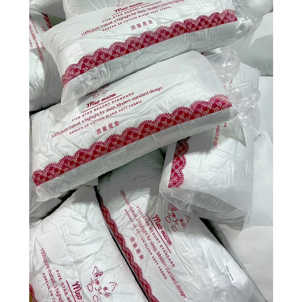 Ruột gối cotton dáng cao MỊN DECOR, đôi ruột gối meo meow xuất Italy cao cấp mềm mại êm ái