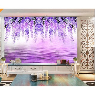 Tranh dán tường Bức tường màu nước tím hiện đại, tranh dán tường 3d hiện đại (tích hợp sẵn keo) MS721203